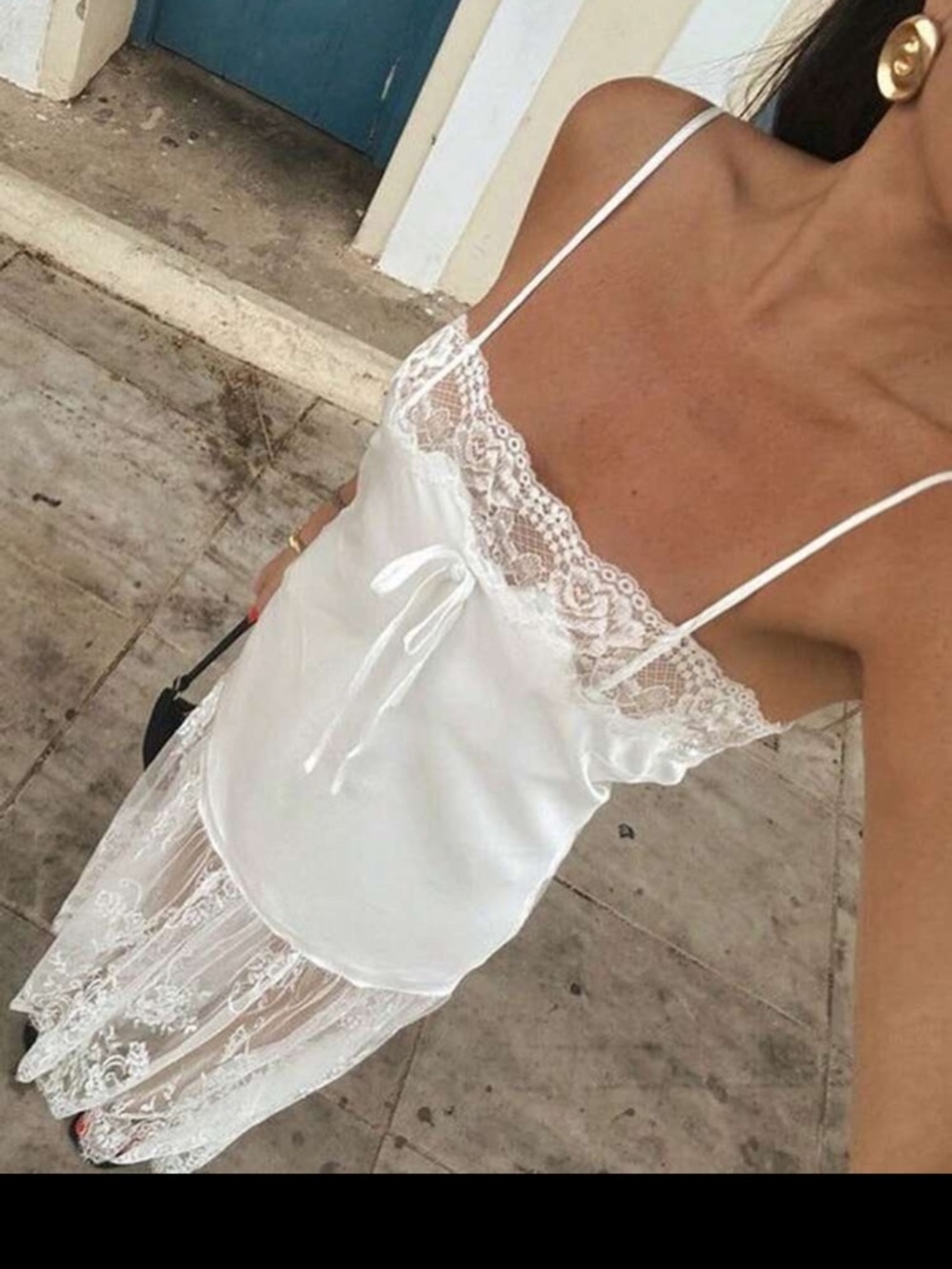 SHEIN White Lace Trim Slip Maxi Dress - Picture 3 of 7